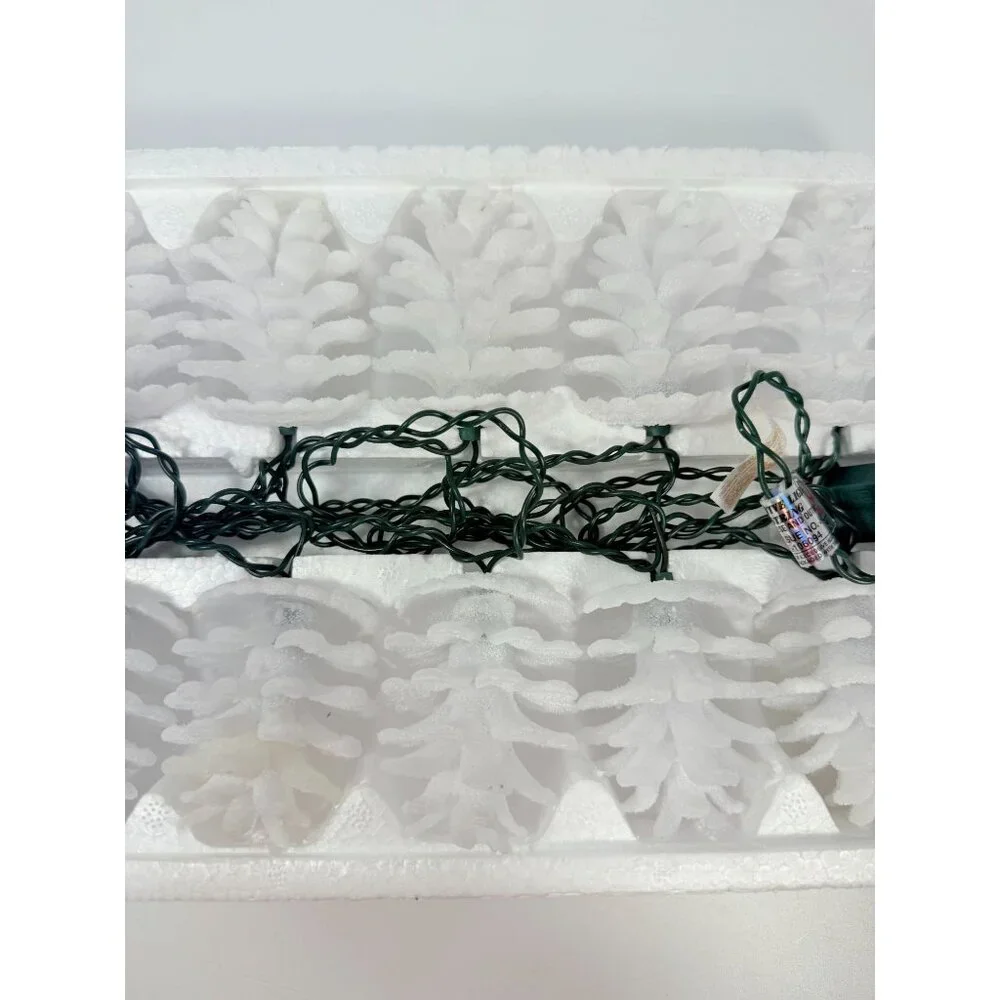 Christmas Lights Pine Cone String Light 10 Light Set Green Strand In Box Hoferts